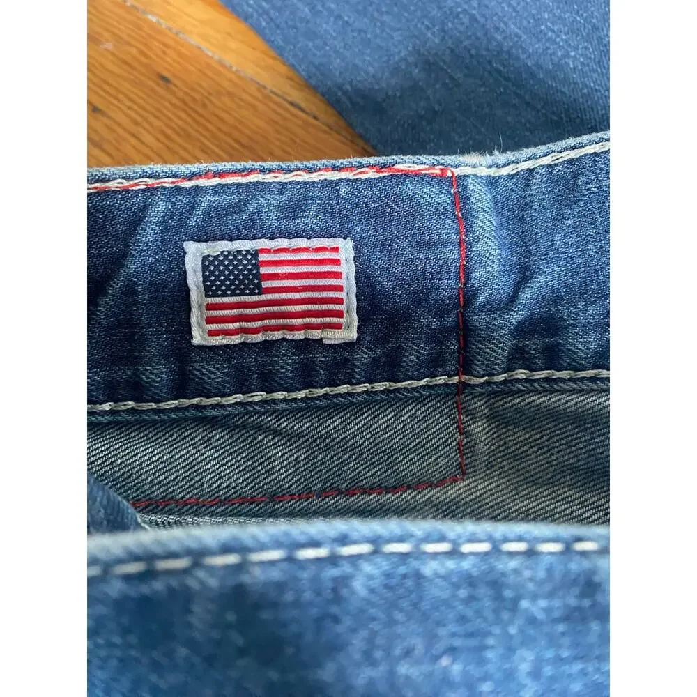 True Religion Jeans Mens Ricky Straight Denim Pockets 33